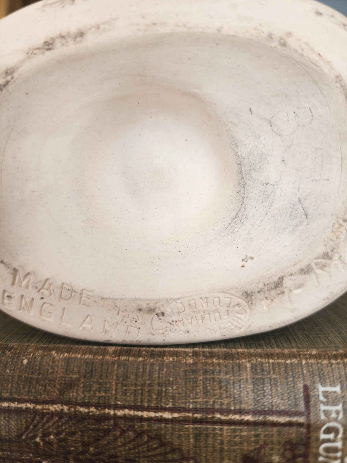 Rare Fulham Pottery Sculptural Bowl, Hand-Signed Adler Ware, Spry-Era English Art Pottery Centrepiece, Unglazed Cream Vessel