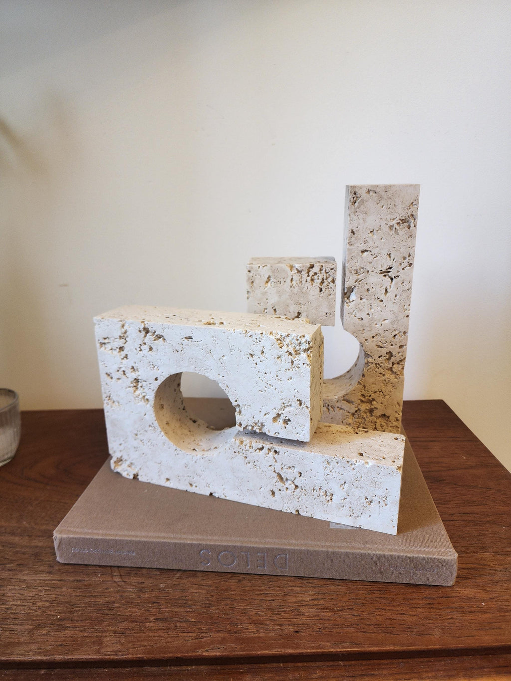 Vintage Travertine Stone Bookends | Brutalist Architectural Book Ends | Bert Mauritz Inspired Design Pair