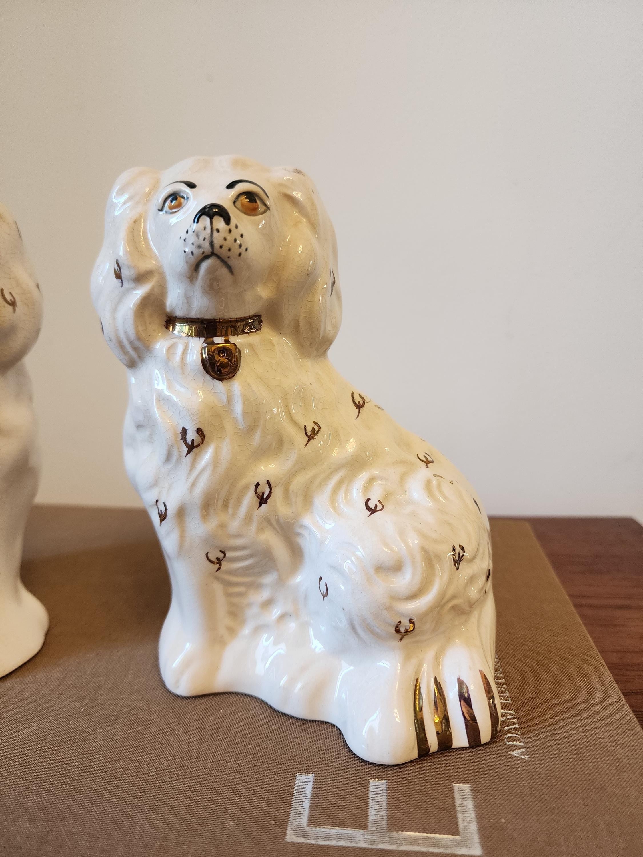 Beswick Staffordshire Dogs Pair, Vintage King Charles Spaniel Figurines, Mantel Pottery Set, English Ceramic Collectible Decor