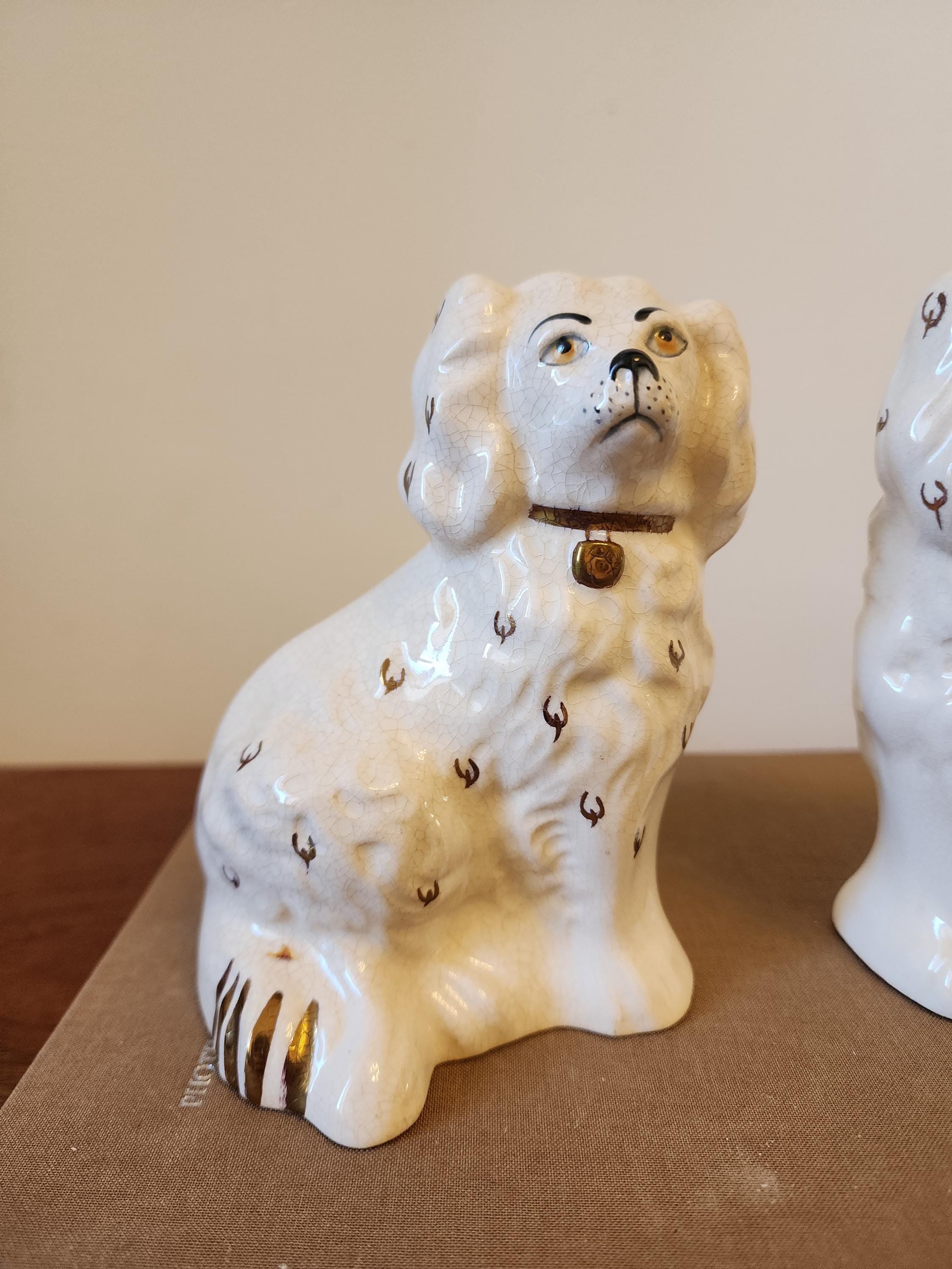 Beswick Staffordshire Dogs Pair, Vintage King Charles Spaniel Figurines, Mantel Pottery Set, English Ceramic Collectible Decor