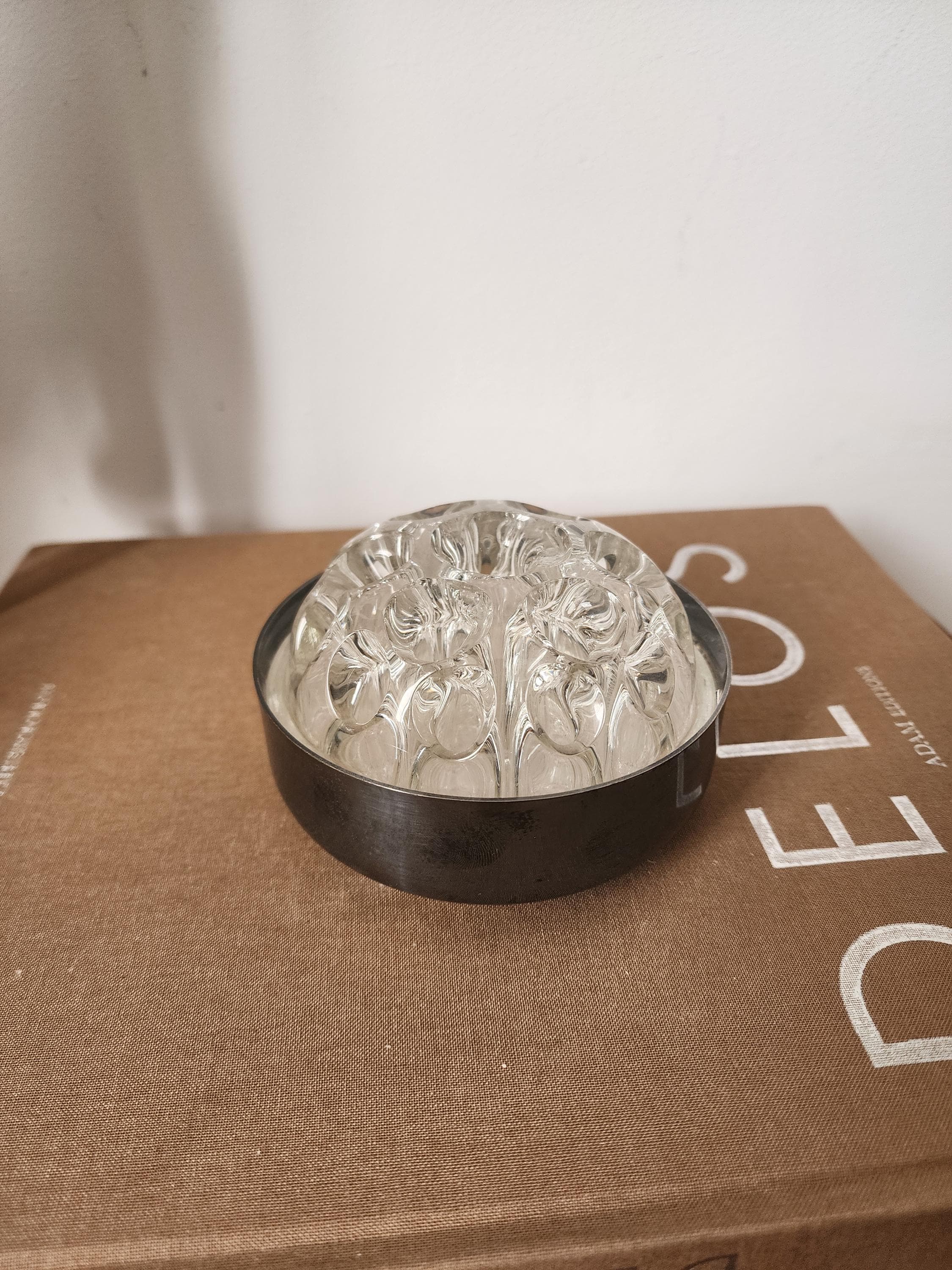 Vintage Glass Flower Frog Paris Clear Floral Arranger Vase Insert Frog Bowl Centerpiece Ikebana Mid Century Floral Supply Hom