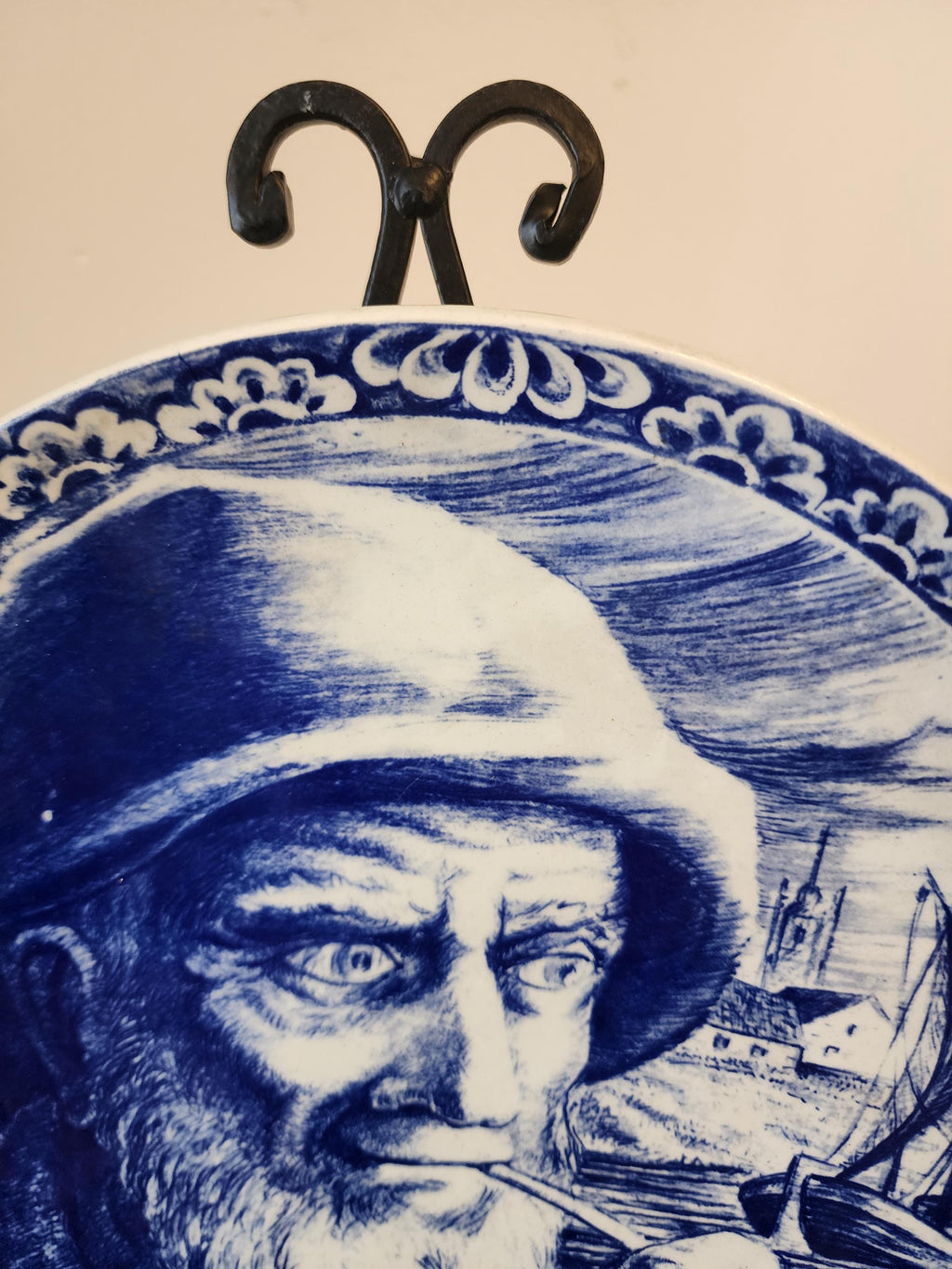 Boch Frères Delft Plate, Belgian Blue and White Pottery, Vintage Fisherman Maritime Wall Art, Royal Boch Collectible Ceramic