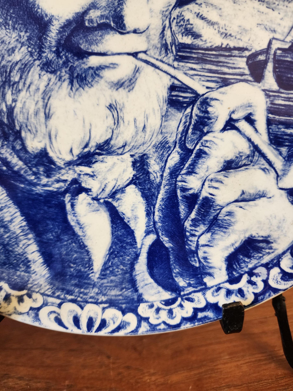 Boch Frères Delft Plate, Belgian Blue and White Pottery, Vintage Fisherman Maritime Wall Art, Royal Boch Collectible Ceramic