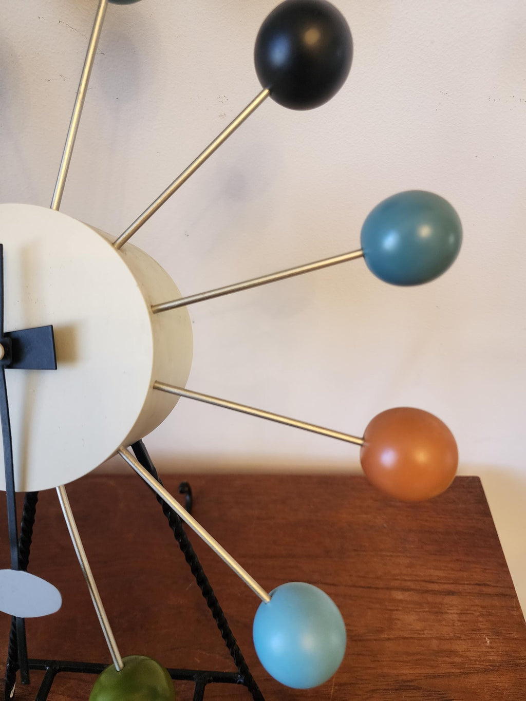 George Nelson Style Ball Clock, Mid Century Modern Wall Clock, Multicolor Atomic Design, Retro Space Age Home Decor