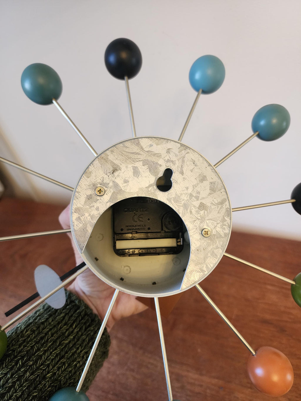 George Nelson Style Ball Clock, Mid Century Modern Wall Clock, Multicolor Atomic Design, Retro Space Age Home Decor