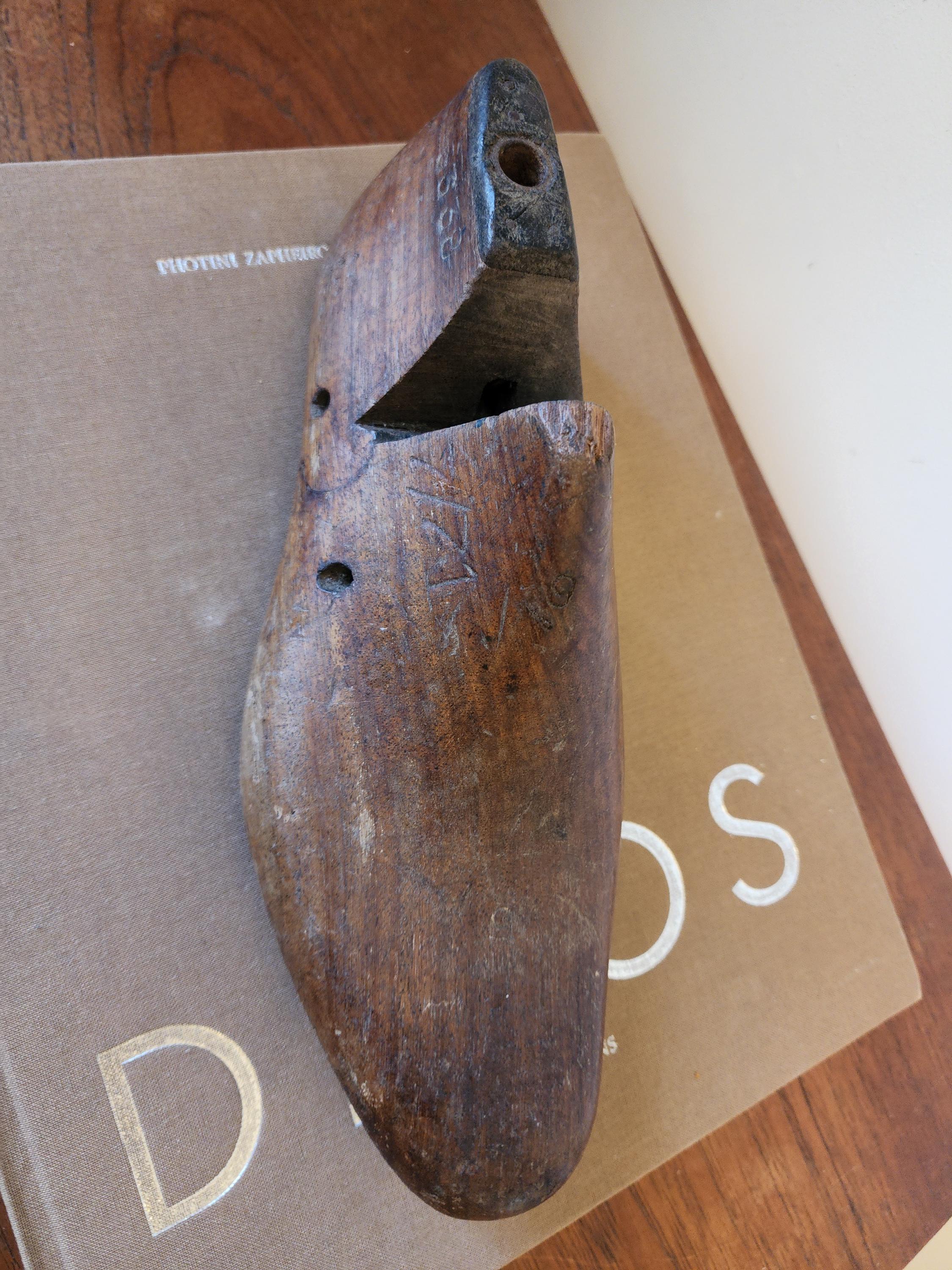 Antique Wooden Shoe Last, Vintage Cobbler Form, Rustic Industrial Decor, Handmade Shoemaker Mold, Farmhouse Display Object