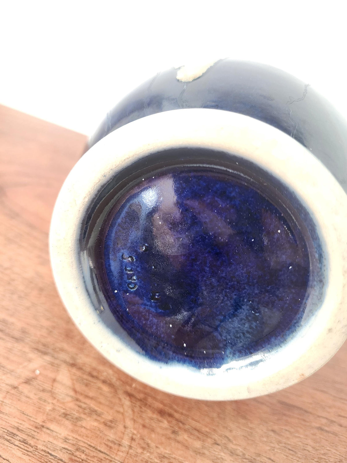 Vintage Studio Pottery Jug Vase, Blue Drip Glaze Ceramic Pitcher, Handmade Stoneware Creamer, Rustic Table Decor