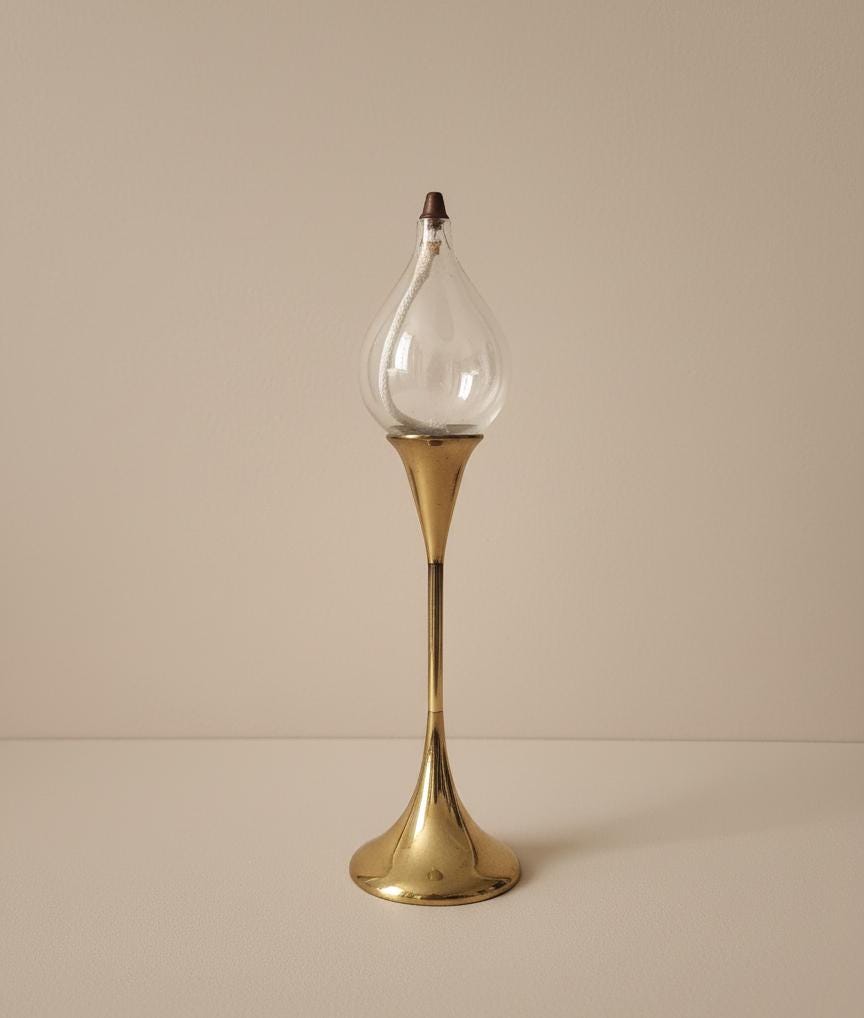 Vintage 1970s German Brass Oil Lamp