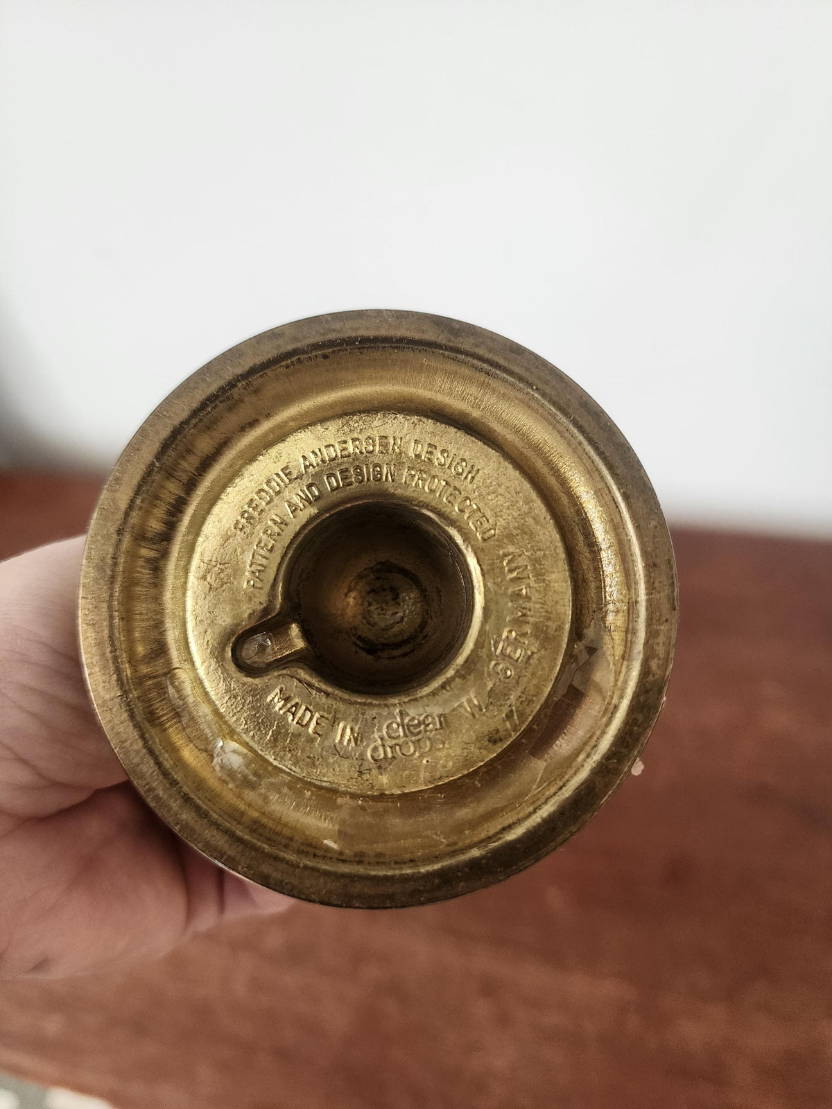 Vintage 1970s German Brass Oil Lamp, Freddie Anderson Design, Patented Glass Wick Lamp, Mid Century European Decor
