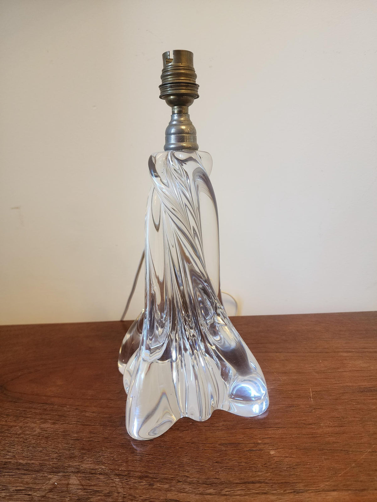 Vintage Baccarat Crystal Table Lamp, Heavy Cut Crystal Lamp Base, French Luxury Lighting, Mid Century Elegant Decor