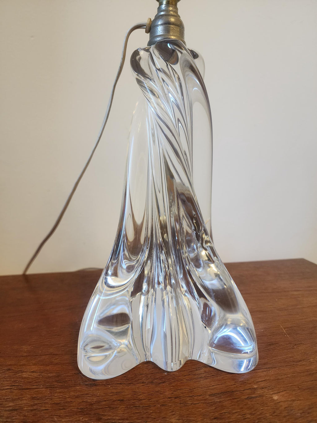Vintage Baccarat Crystal Table Lamp, Heavy Cut Crystal Lamp Base, French Luxury Lighting, Mid Century Elegant Decor