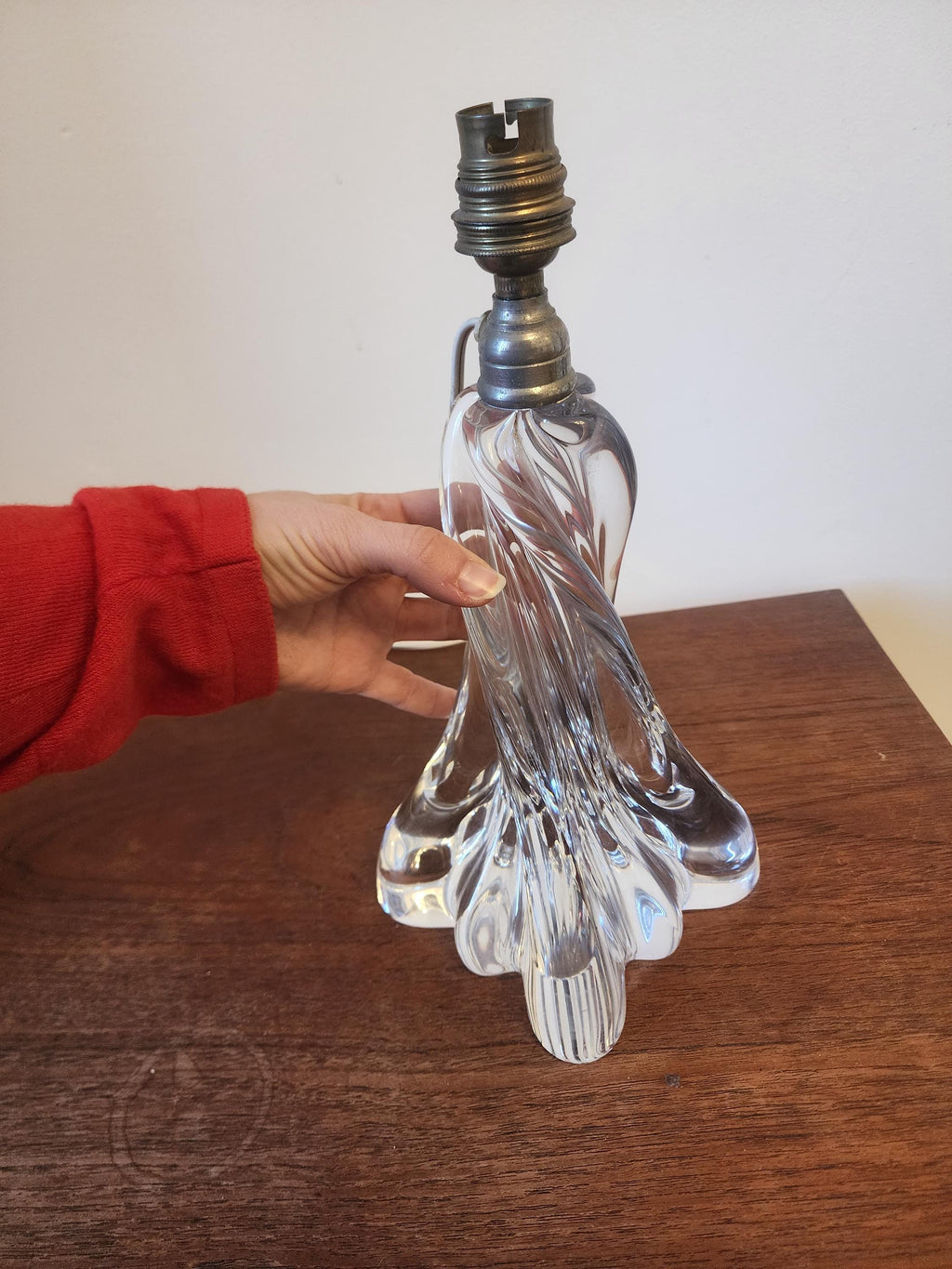 Vintage Baccarat Crystal Table Lamp, Heavy Cut Crystal Lamp Base, French Luxury Lighting, Mid Century Elegant Decor