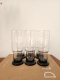 Vintage Set of 6 Clear and Black Base Glasses