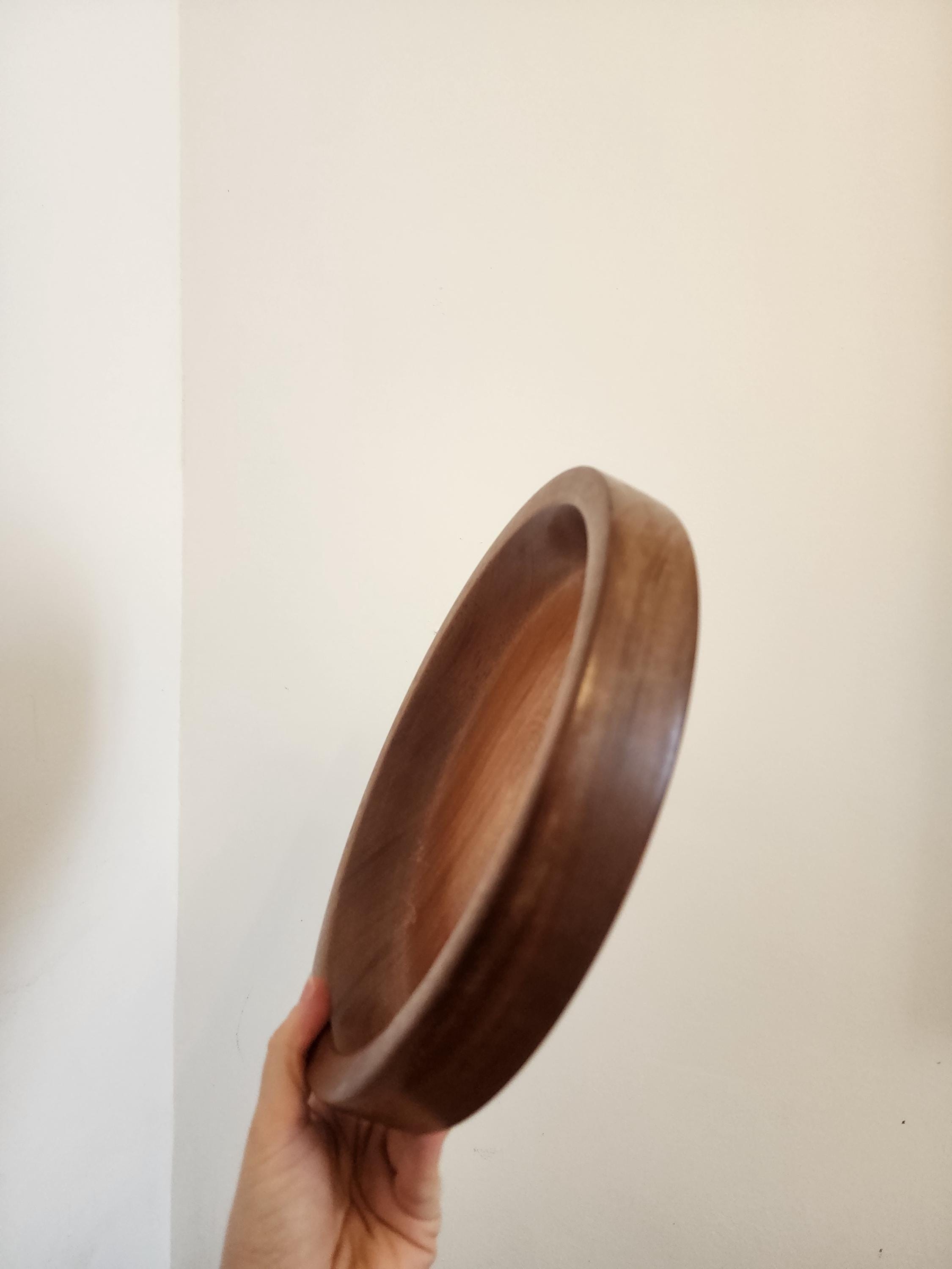 Vintage Teak Wood Bowl, Mid Century Modern Salad or Serving Bowl, Handcrafted Danish Style Wooden Tableware