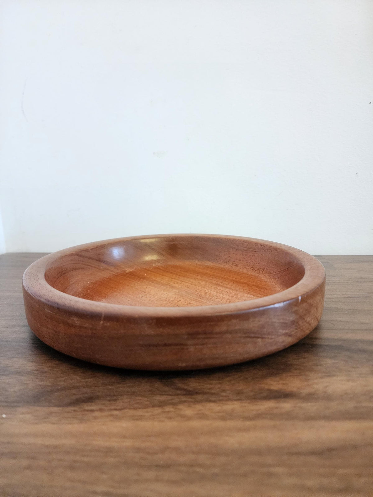 Vintage Teak Wood Bowl, Mid Century Modern Salad or Serving Bowl, Handcrafted Danish Style Wooden Tableware