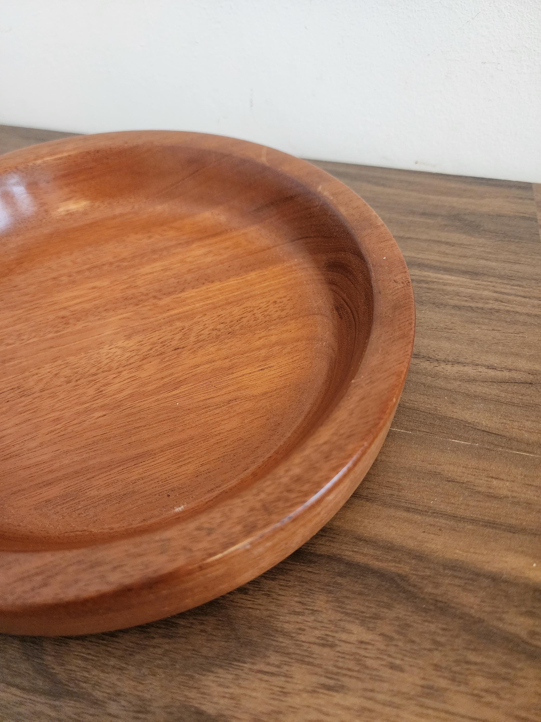 Vintage Teak Wood Bowl, Mid Century Modern Salad or Serving Bowl, Handcrafted Danish Style Wooden Tableware