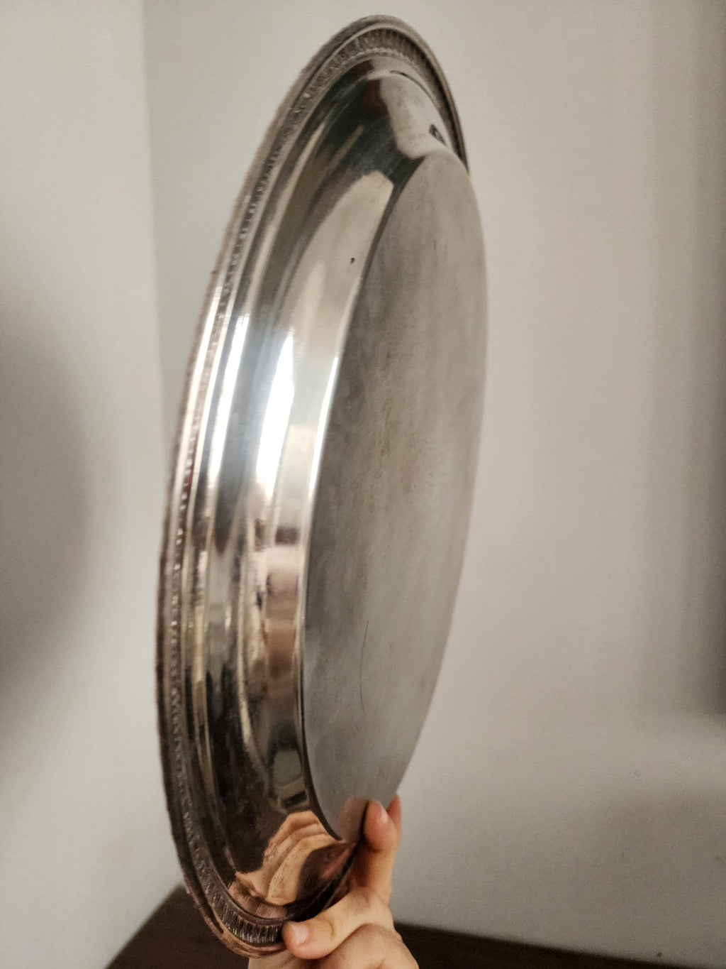 Vintage Silver Plated Tray with Brass Handles, Mid Century Modern Serving Platter, Elegant Mixed Metal Barware Decor