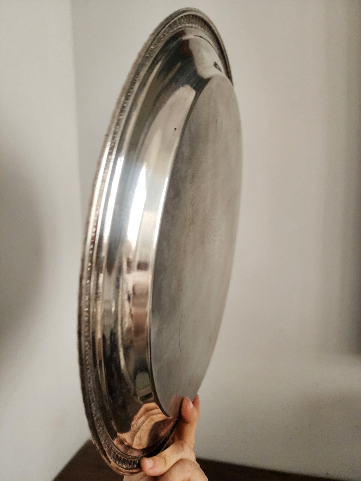 Vintage Silver Plated Tray with Brass Handles, Mid Century Modern Serving Platter, Elegant Mixed Metal Barware Decor
