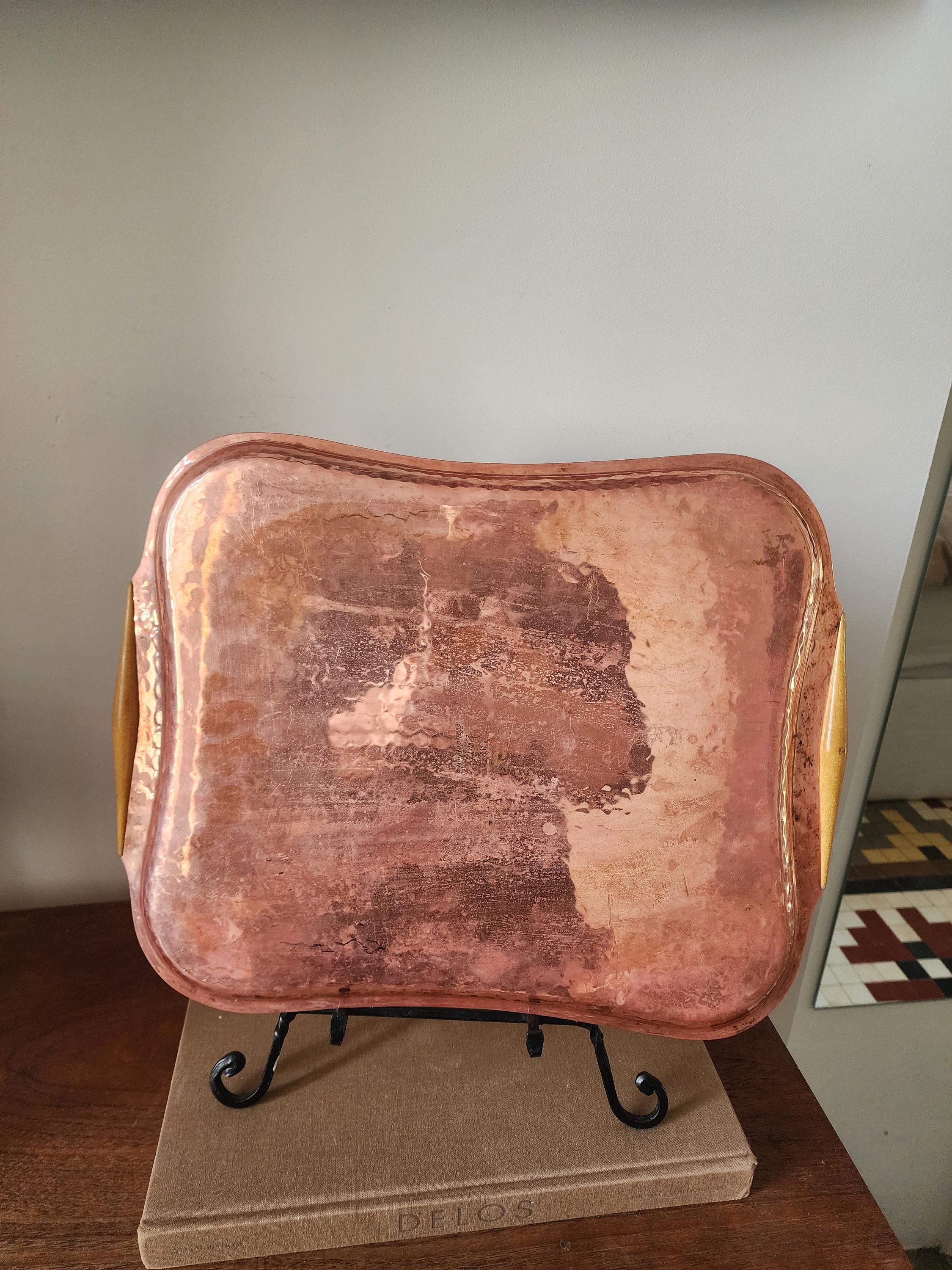 Rare Eugen Zint Hammered Copper Tray | Mid Century German Design | Handcrafted Metalwork | Modernist Barware | Collectible Copper