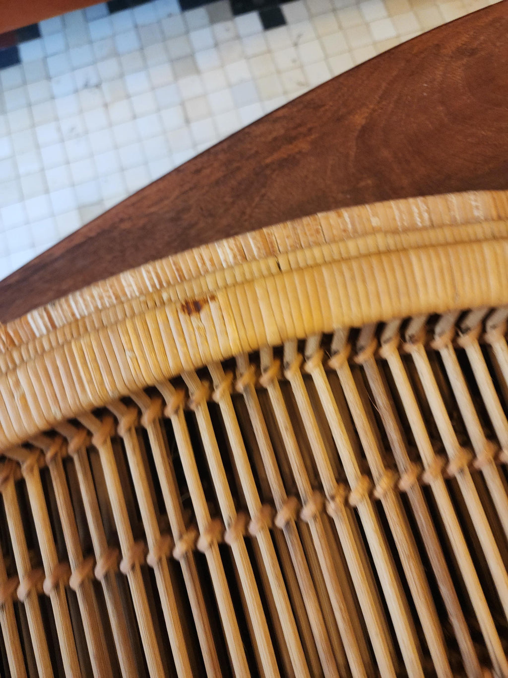 Vintage Rattan Tray Set | 3 Stacking Woven Serving Trays | Boho Coastal Kitchen Decor | Organic Modern Wicker Trays 1970s