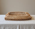 Vintage Rattan Tray Set