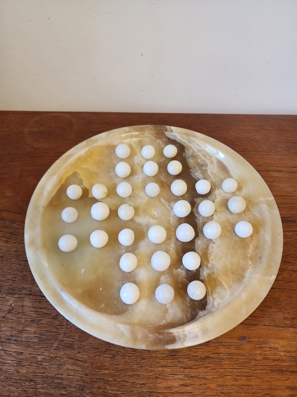 Vintage Onyx Marble Solitaire Board Game