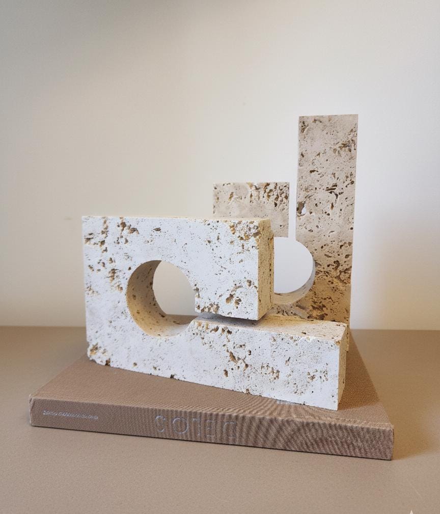 Vintage Travertine Stone Bookends