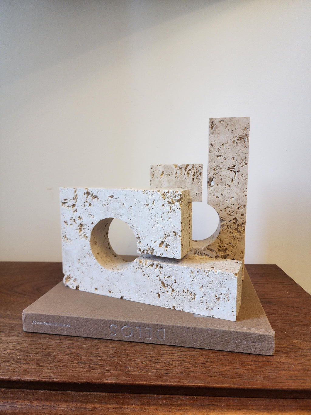 Vintage Travertine Stone Bookends | Brutalist Architectural Book Ends | Bert Mauritz Inspired Design Pair
