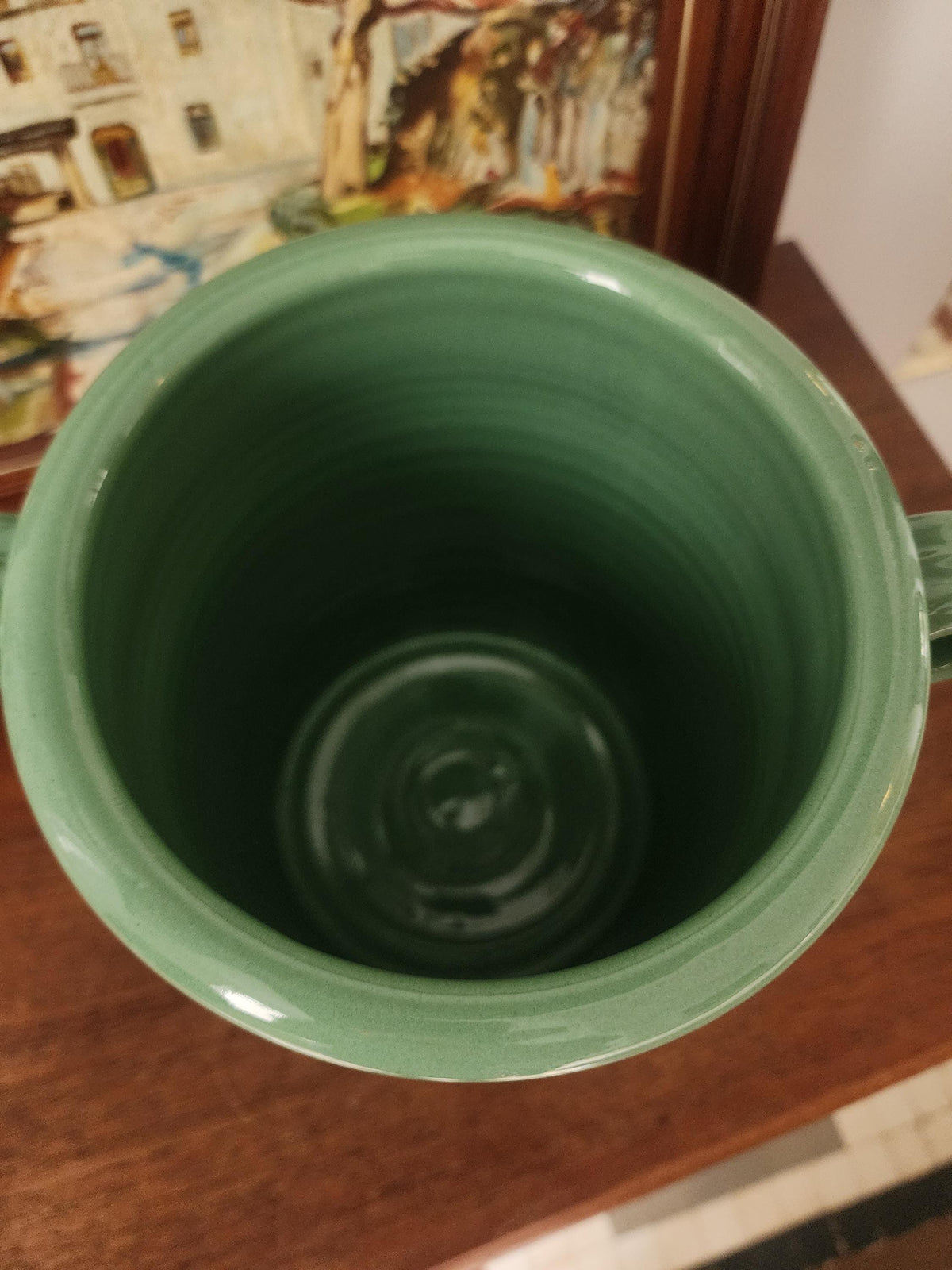 Lamas Italy Green Ceramic Jar, Vintage Italian Stoneware Pot with Lid, Glazed Kitchen Storage, Midcentury Pottery Decor