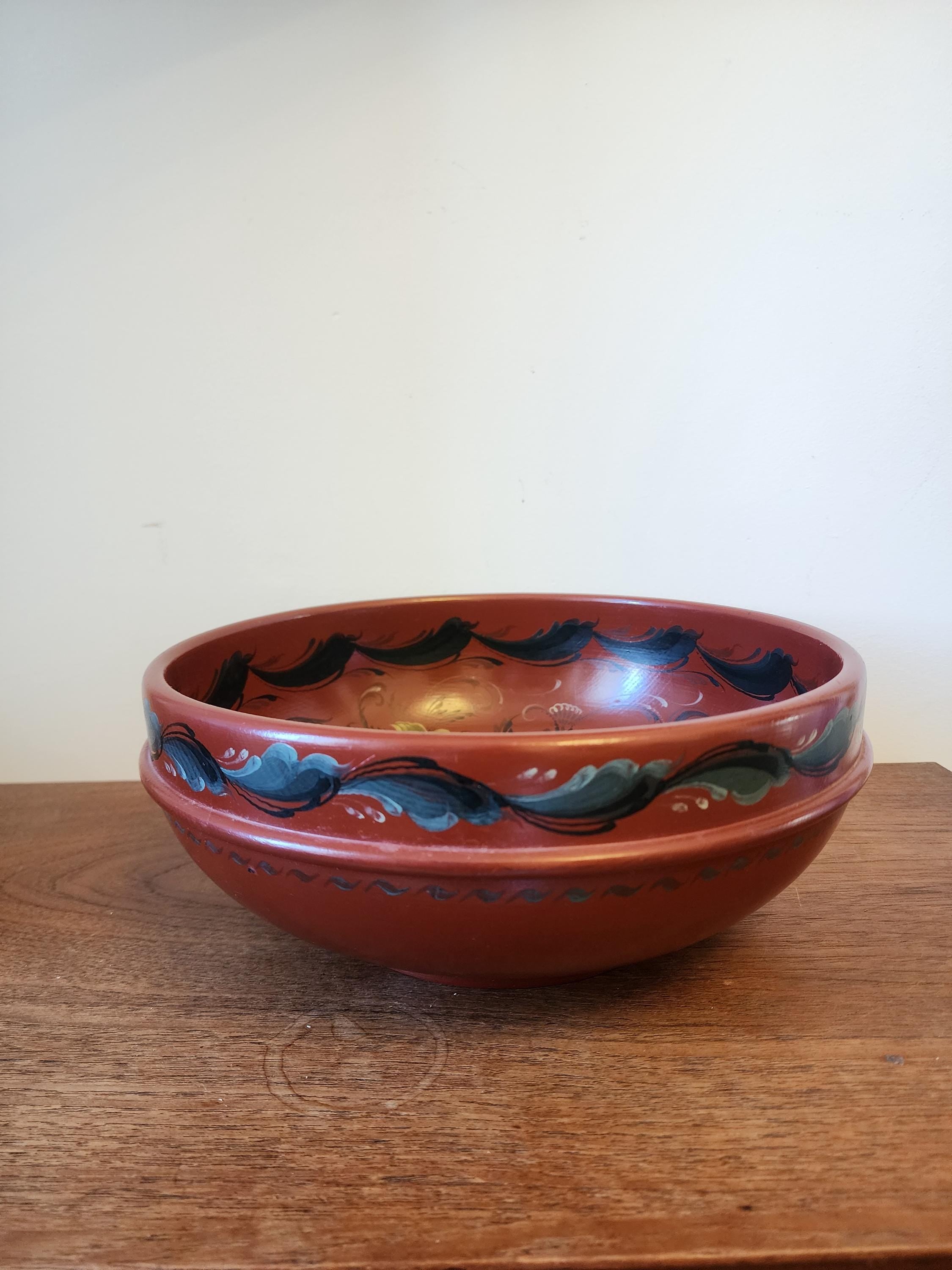 Ellen Marie Janson Rosemaling Bowl, 1978 Signed Scandinavian Folk Art, Hand Painted Nordic Wood Bowl, Vintage Norwegian Decor