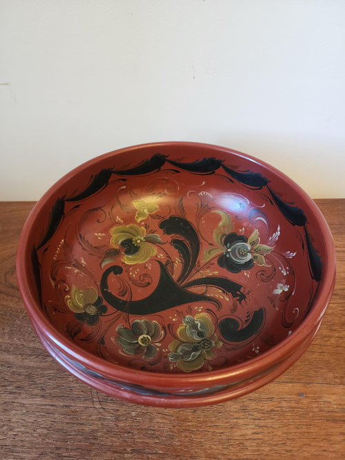 Ellen Marie Janson Rosemaling Bowl, 1978 Signed Scandinavian Folk Art, Hand Painted Nordic Wood Bowl, Vintage Norwegian Decor