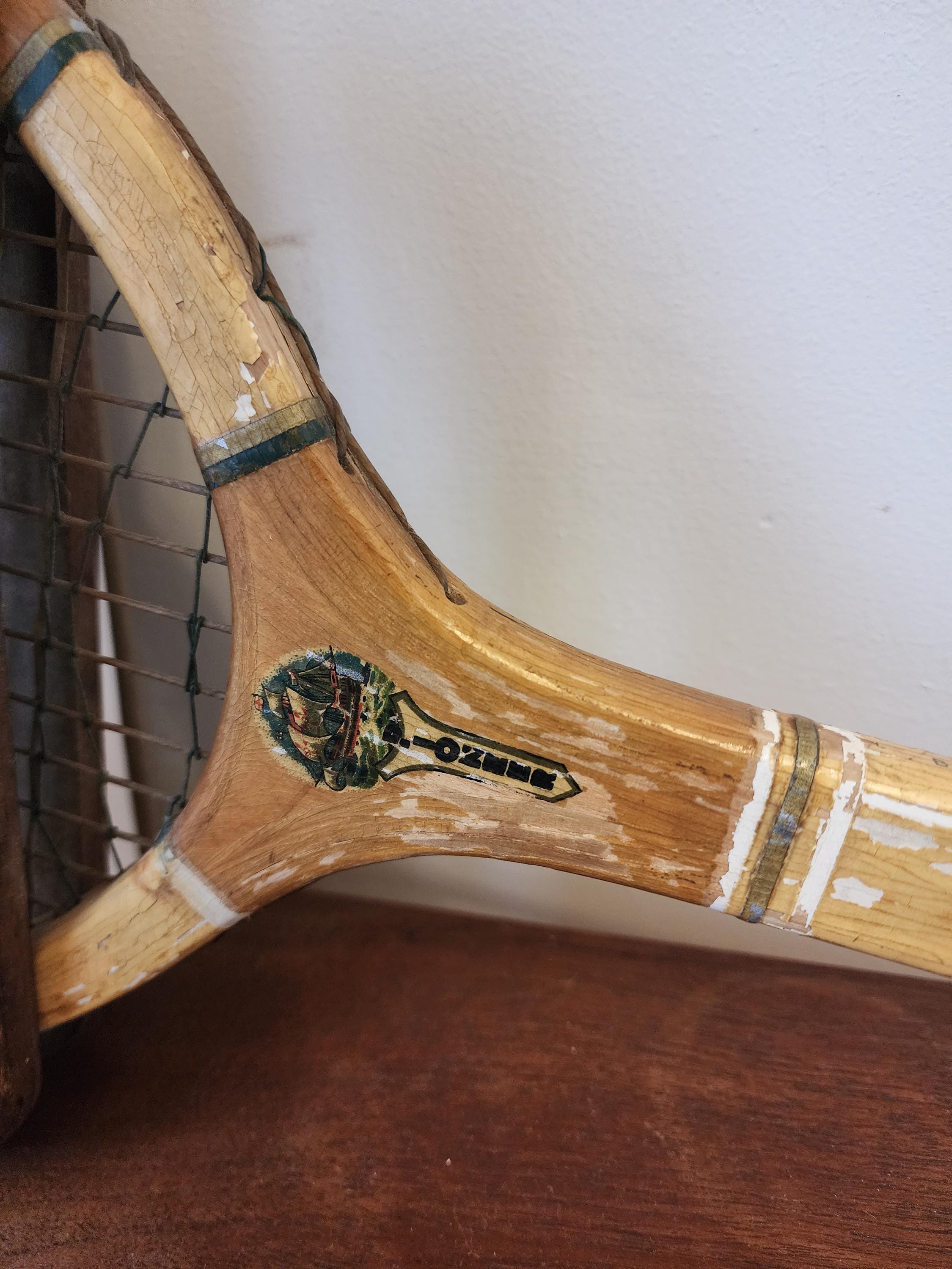 Vintage Dunlop Pioneer Tennis Racket, Hamley London Wooden Racquet with Press, 1950s Sports Collectible, Retro Wall Decor