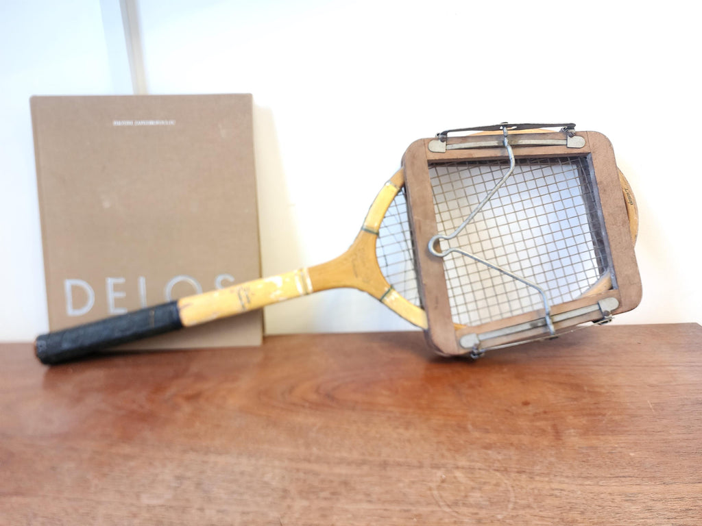 Vintage Dunlop Pioneer Tennis Racket, Hamley London Wooden Racquet with Press, 1950s Sports Collectible, Retro Wall Decor