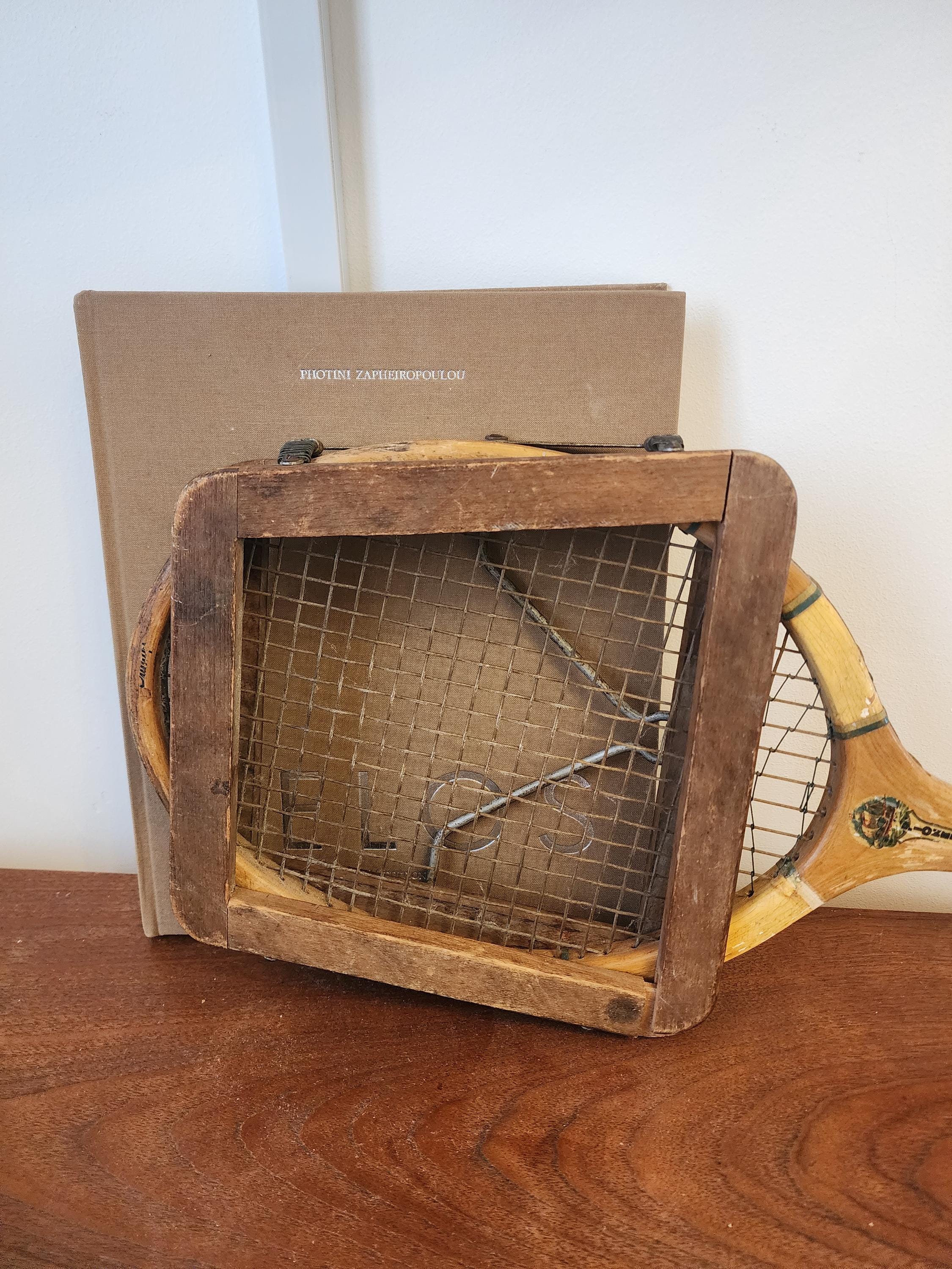 Vintage Dunlop Pioneer Tennis Racket, Hamley London Wooden Racquet with Press, 1950s Sports Collectible, Retro Wall Decor