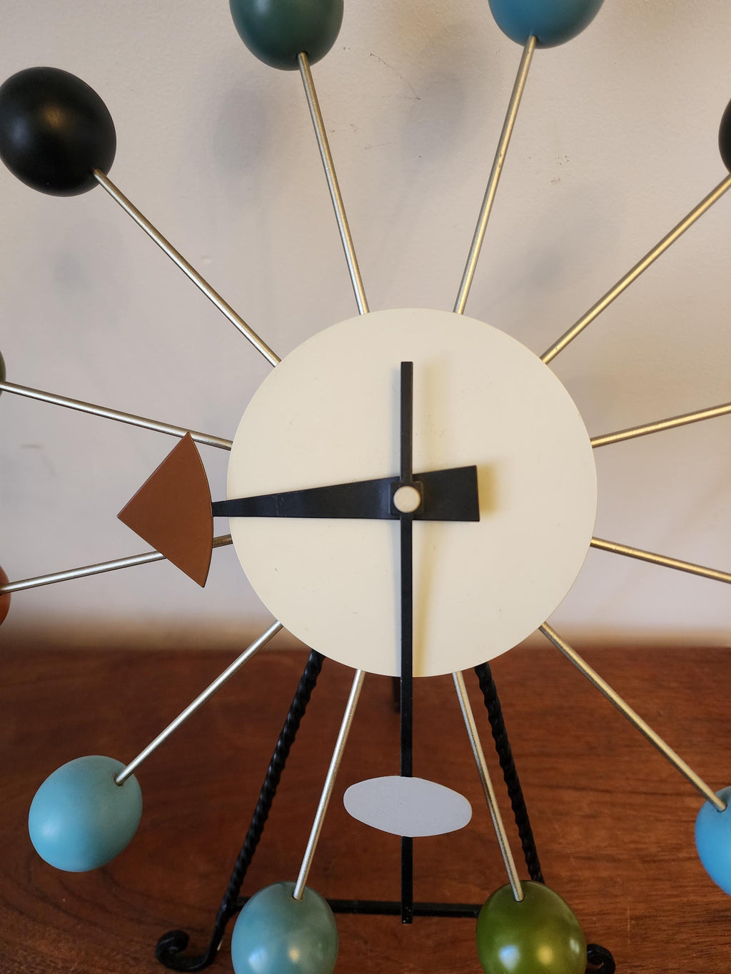 George Nelson Style Ball Clock, Mid Century Modern Wall Clock, Multicolor Atomic Design, Retro Space Age Home Decor