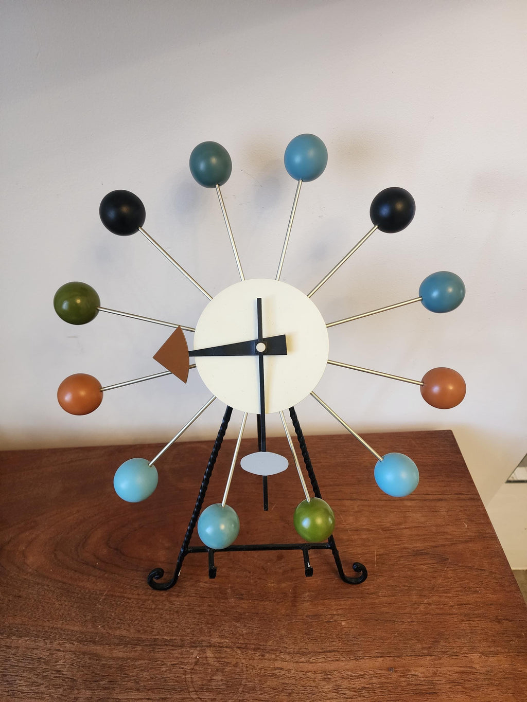 George Nelson Style Ball Clock, Mid Century Modern Wall Clock, Multicolor Atomic Design, Retro Space Age Home Decor