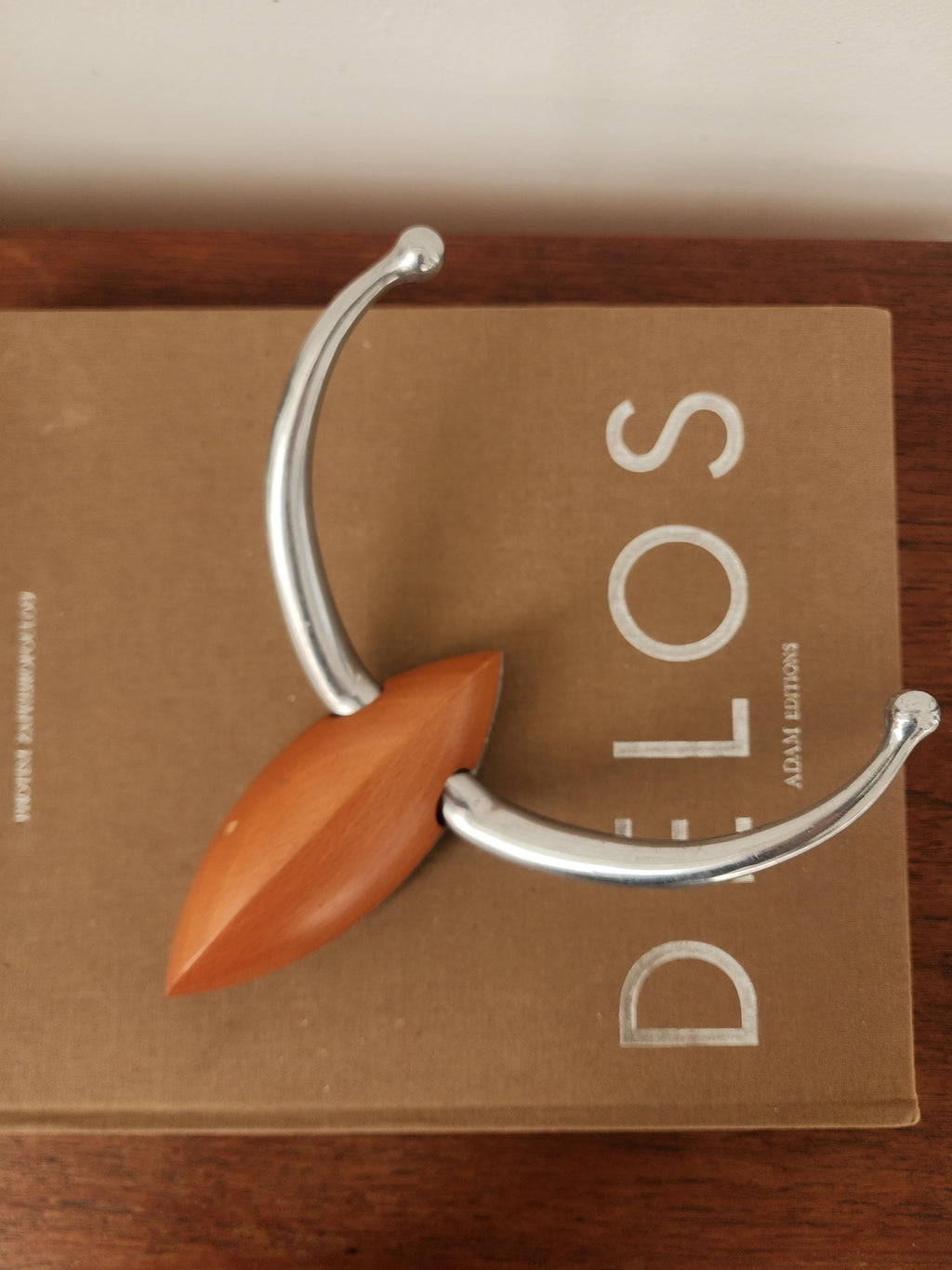 A. Kourilsky Wall Hook for Habitat 1993, French Modernist Design, Aluminium and Wood Coat Hook, Collectible Minimalist Decor