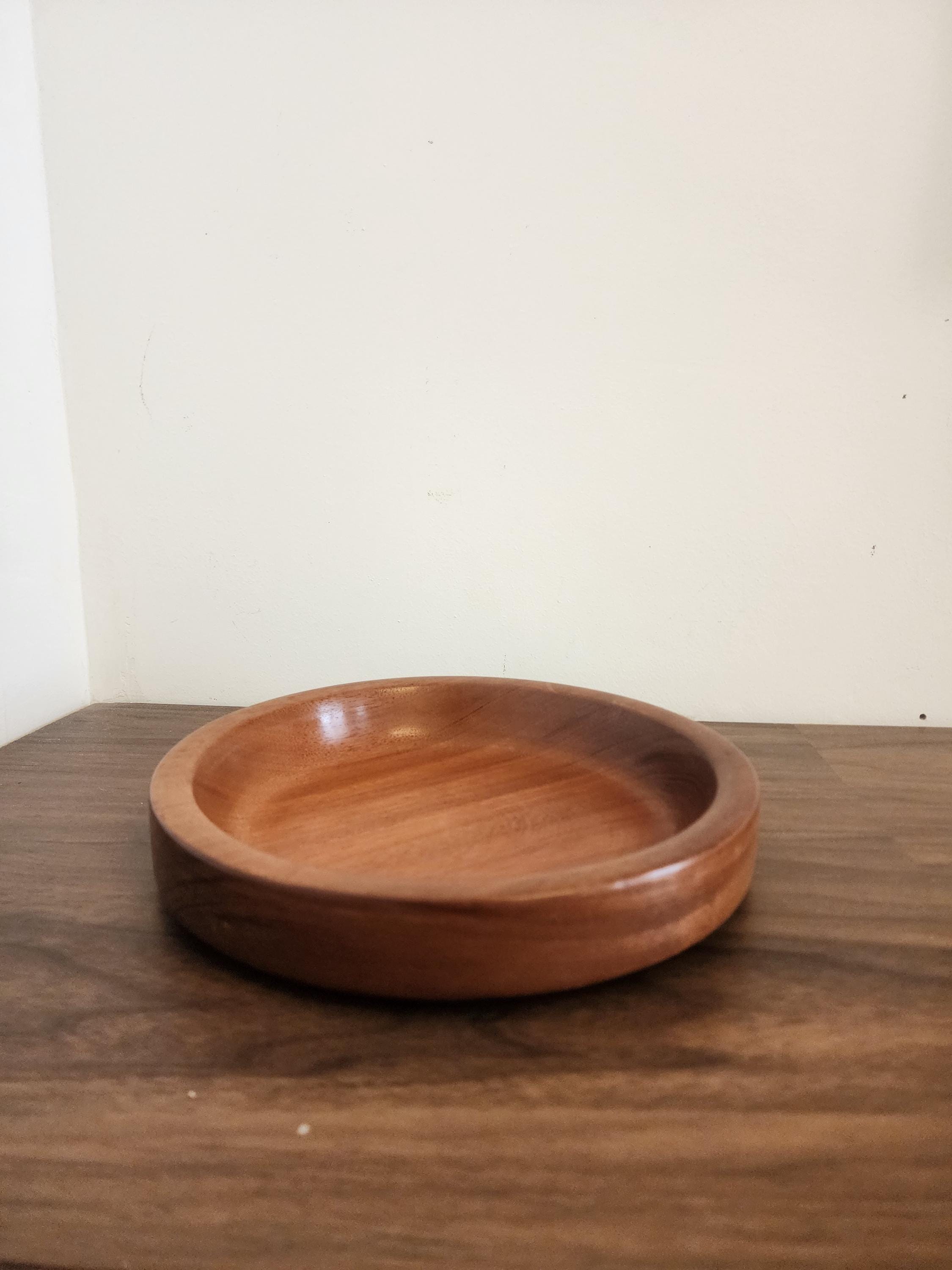 Vintage Teak Wood Bowl, Mid Century Modern Salad or Serving Bowl, Handcrafted Danish Style Wooden Tableware