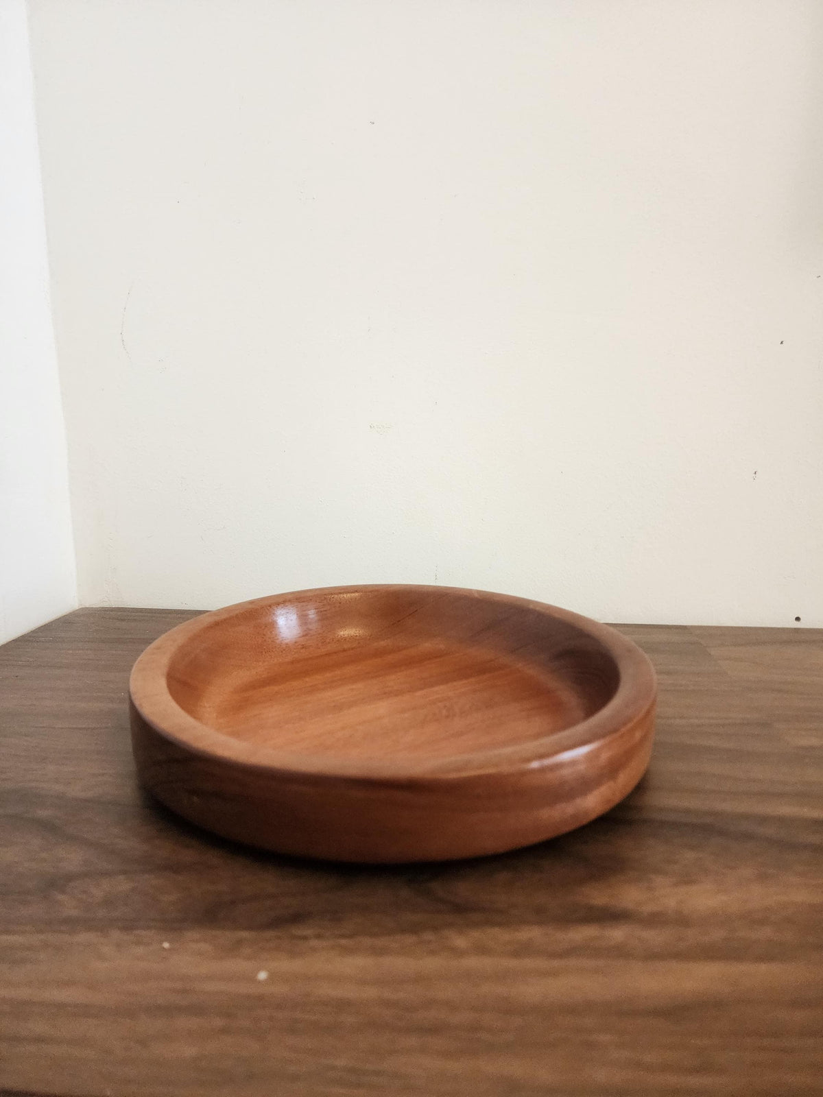 Vintage Teak Wood Bowl, Mid Century Modern Salad or Serving Bowl, Handcrafted Danish Style Wooden Tableware