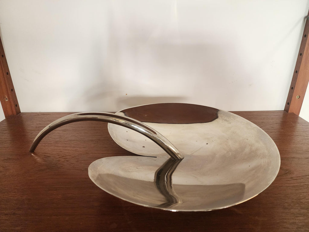 MESA Italy Stainless Steel Fruit Platter | Mid-Century Modern Biomorphic Tray