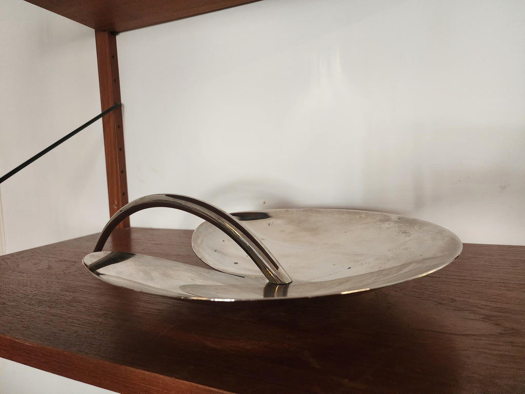 MESA Italy Stainless Steel Fruit Platter | Mid-Century Modern Biomorphic Tray