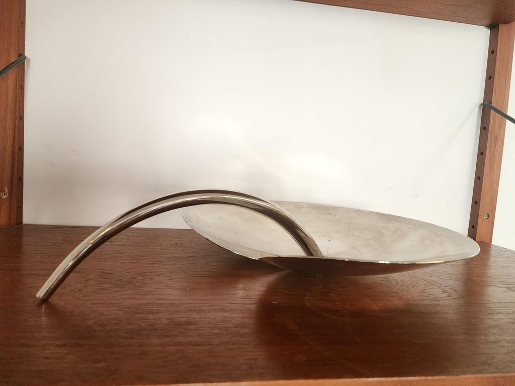 MESA Italy Stainless Steel Fruit Platter | Mid-Century Modern Biomorphic Tray