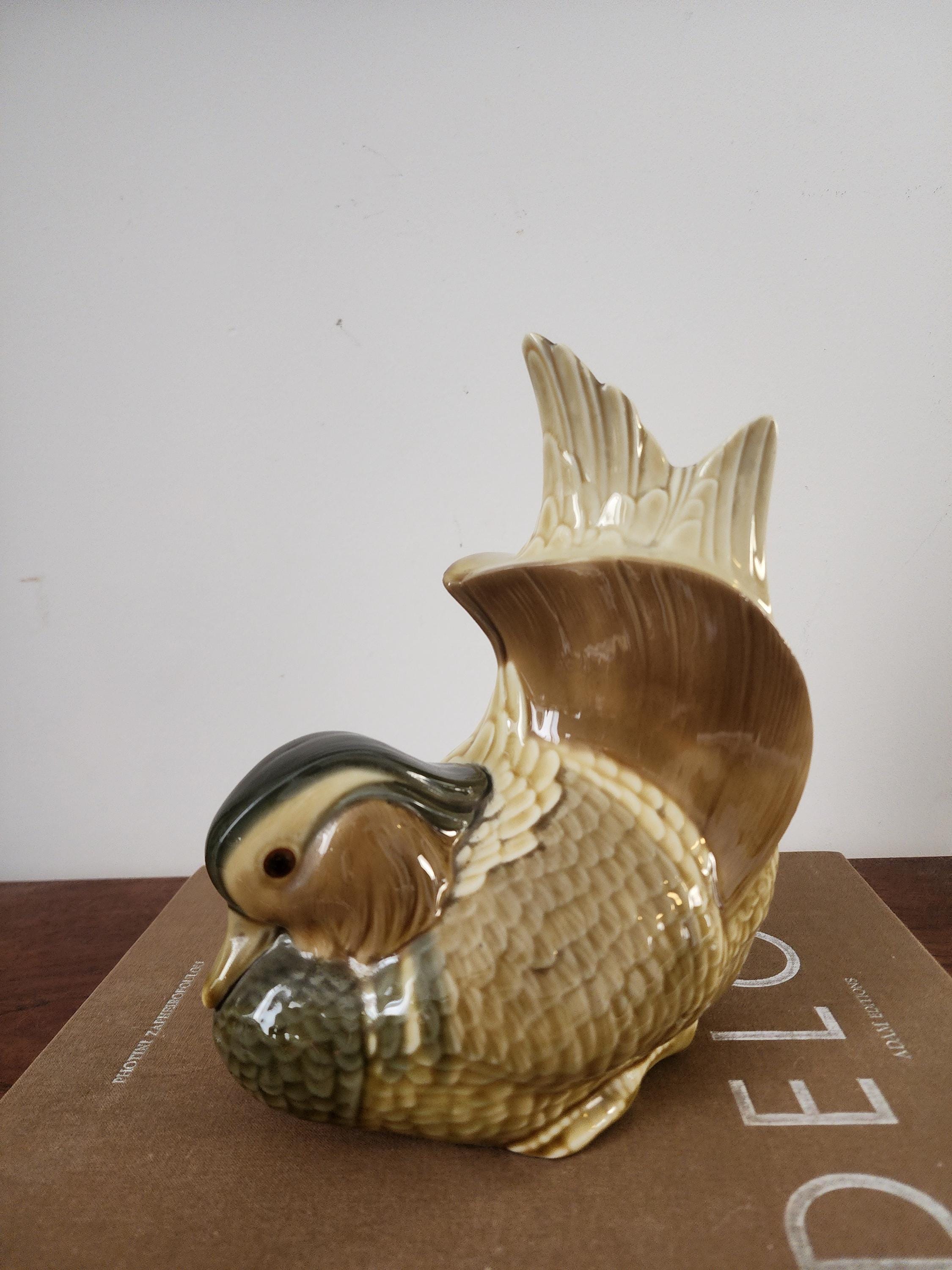 Rare Retired Lladró 4695 Mandarin Duck Figurine, Hand Painted Spanish Porcelain, Vintage Collectible Bird Sculpture, 1970s Lladró Spain