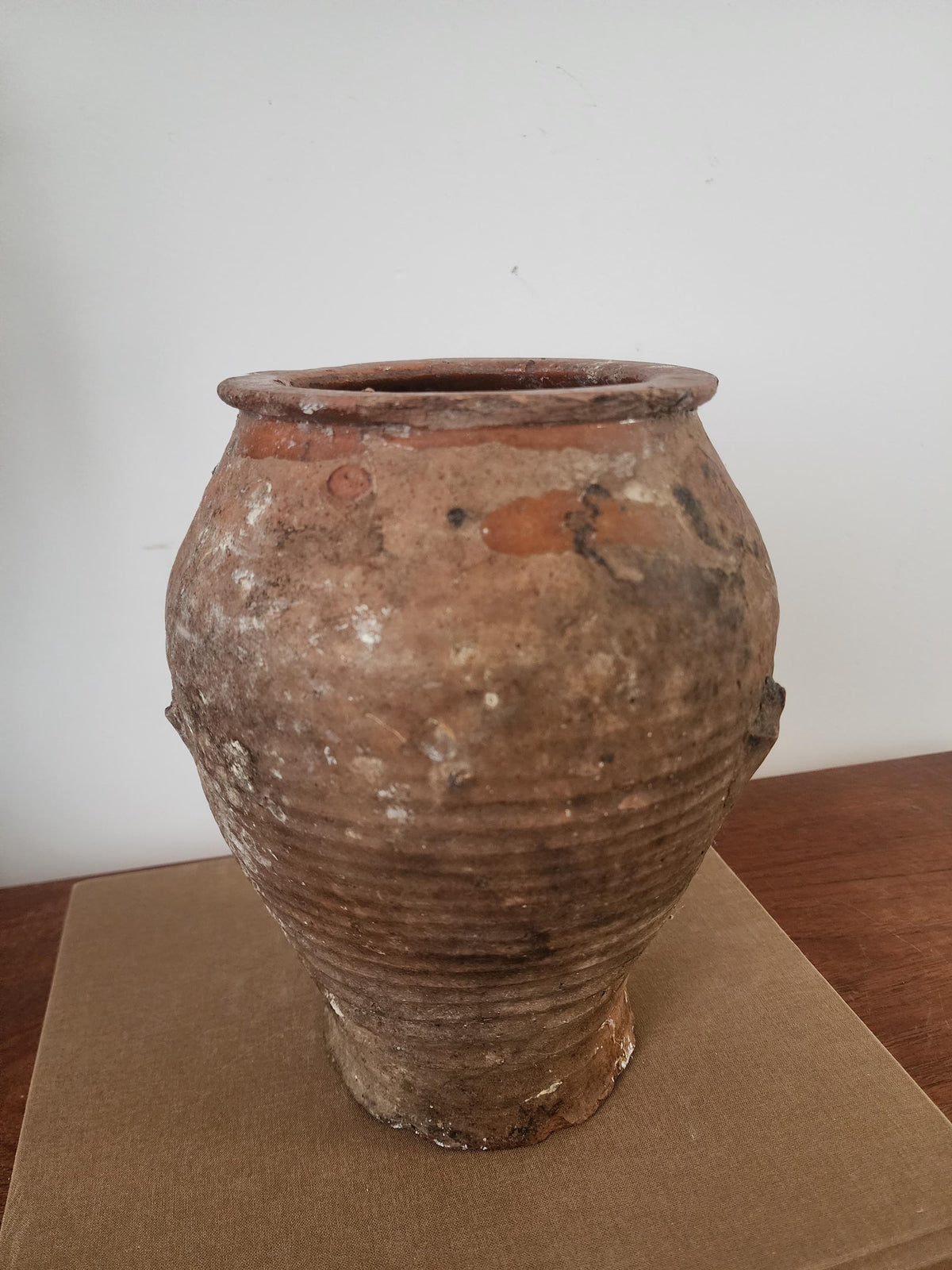 Rustic Vintage Clay Pot | Black & Brown Earthenware Vessel | Farmhouse Kitchen Decor | Primitive Collectible Jar