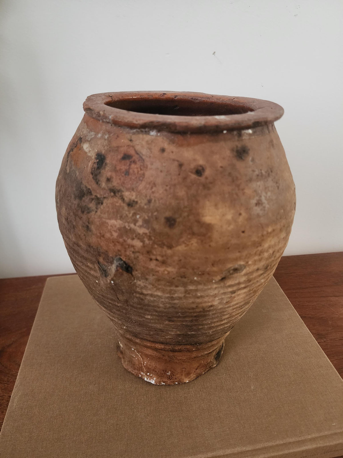 Rustic Vintage Clay Pot | Black & Brown Earthenware Vessel | Farmhouse Kitchen Decor | Primitive Collectible Jar