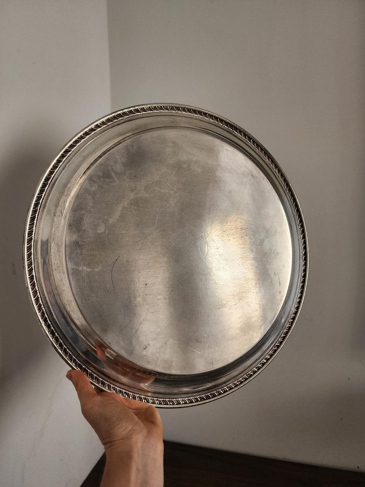 Vintage Silver Plated Tray with Brass Handles, Mid Century Modern Serving Platter, Elegant Mixed Metal Barware Decor