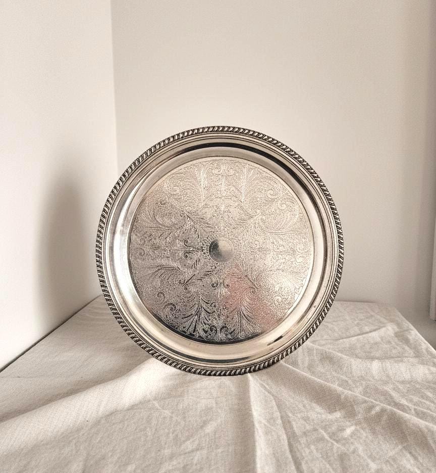 Vintage Silver Plated Tray with Brass Handles