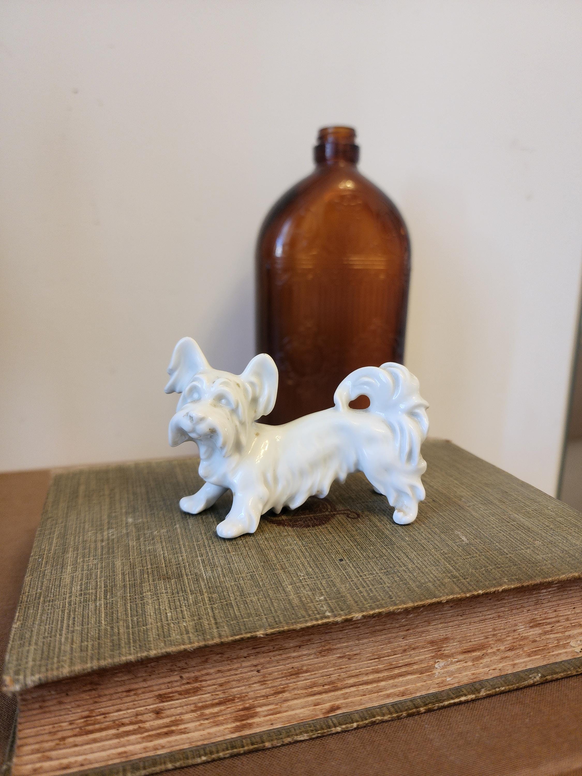 Rare Vintage Austrian Porcelain Dog Figurine 1689 Wien | White Terrier | Mid Century Vienna Porcelain Collectible | Made in Austria