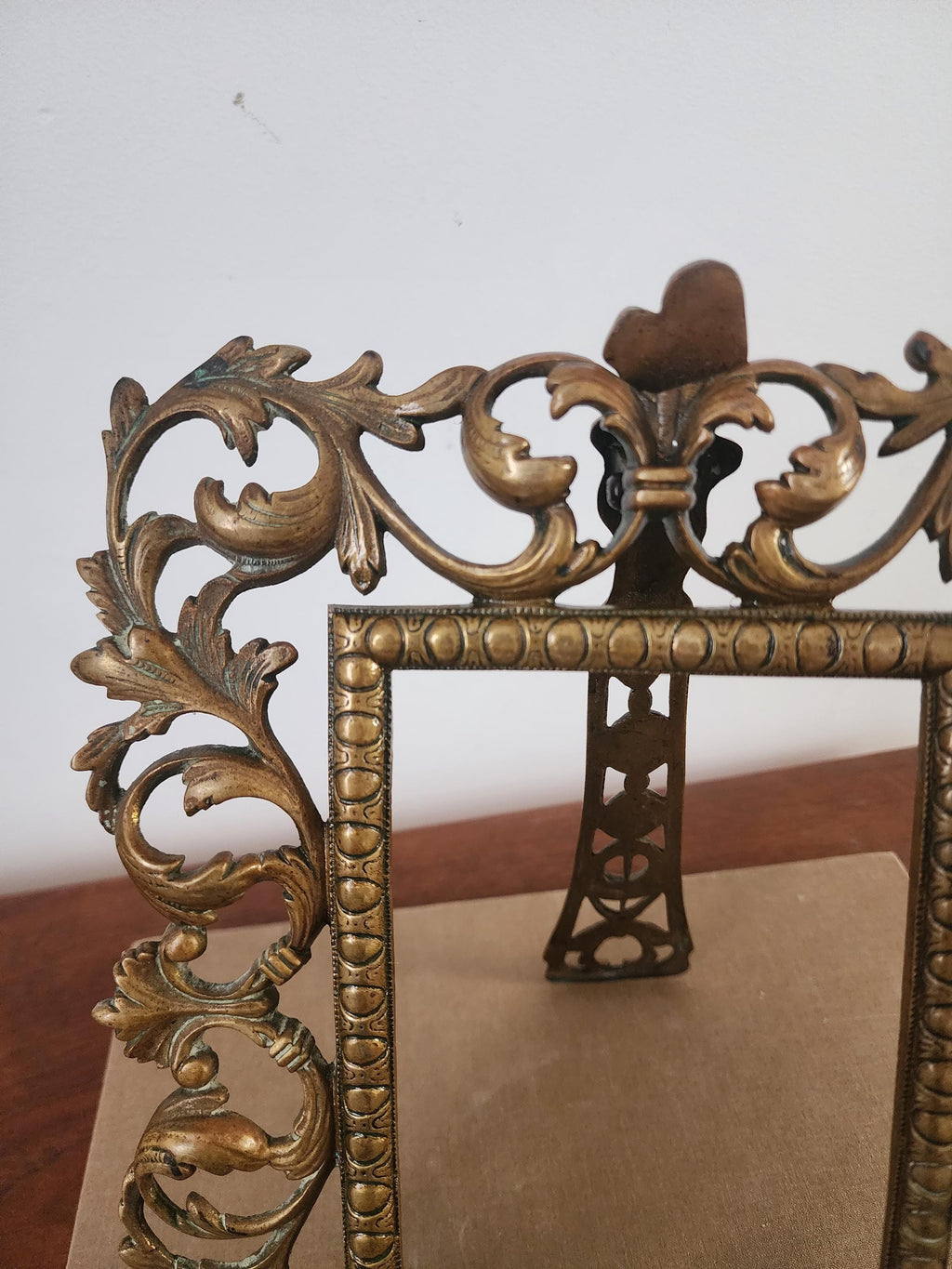 Vintage Gilt Metal Picture Frame | Baroque Acanthus Leaf Frame | French Rococo Decor | Ornate Vanity Photo Frame | Gold Scroll Frame