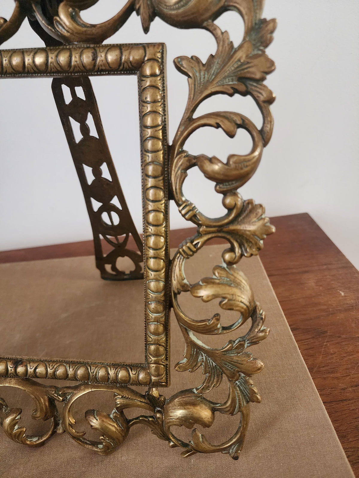 Vintage Gilt Metal Picture Frame | Baroque Acanthus Leaf Frame | French Rococo Decor | Ornate Vanity Photo Frame | Gold Scroll Frame